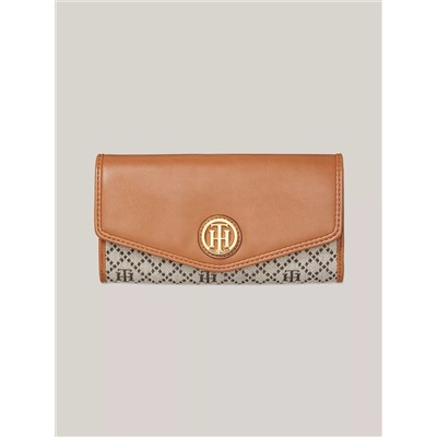 Gold-Tone Monogram Flap Wallet
