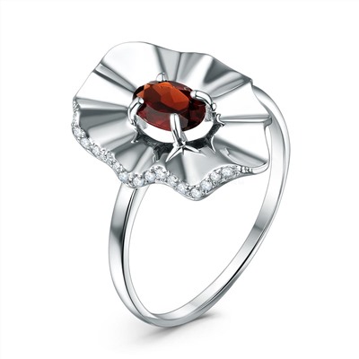 Серьги из серебра с гранатом и фианитами родированные 2-3871-001р404