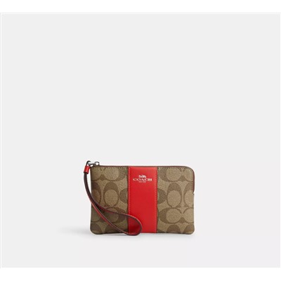 Corner Zip Wristlet In Signature Canvas