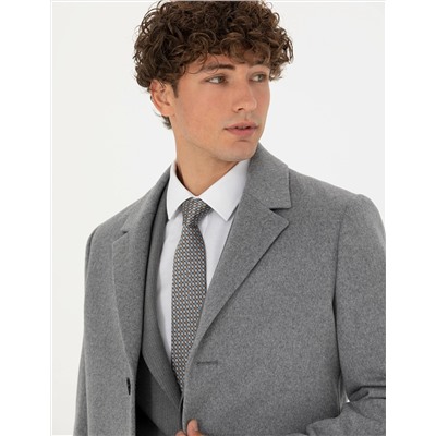 Açık Gri Ex. Slim Fit Kaşe Kaban