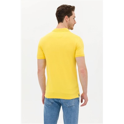 Erkek Koyu Sarı Basic Polo Yaka Tişört