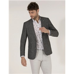 Antrasit Ekstra Slim Fit Keten Karışımlı Ceket