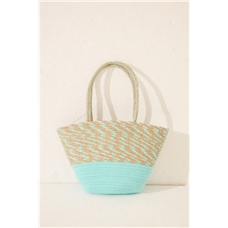 Bolso capazo rafia verde logo