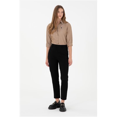 Kadın Siyah Carrot Hight Waist Fit Kanvas Pantolon