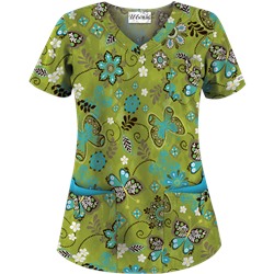 UA Butterfly Breeze Go Green Scrub Top