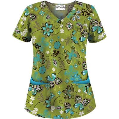 UA Butterfly Breeze Go Green Scrub Top