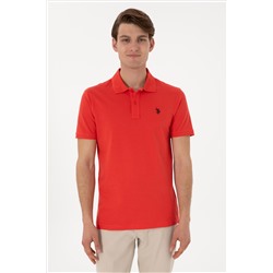 Erkek Slim Fit Polo Yaka Kırmız Basic Tişört