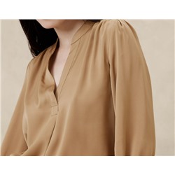 Crepe Volume-Sleeve Blouse