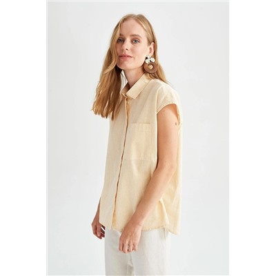 Defacto Oversize Fit Düğmeli Kolsuz %100 Pamuk Gömlek X8894AZ22SM