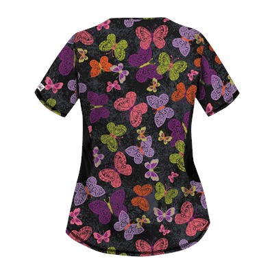 UA Blissful Butterflies Black Print Scrub Top