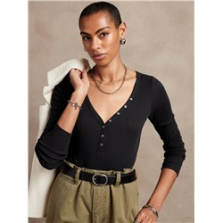 Ribbed Henley Bodysuit