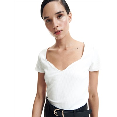 Crop Top aus Rippstrickjersey