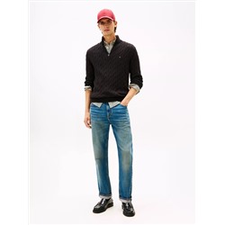 Cable Knit Mockneck Quarter-Zip Sweater