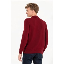 Erkek Bordo Polo Yaka Triko Kazak