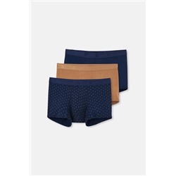 Dagi, Açık Kahve-lacivert 4210 3'lü Desenli Mıcro Modal Boxer