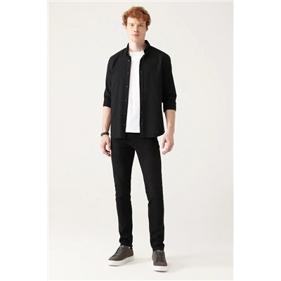 Avva Erkek Siyah Eskitme Yıkamalı Esnek Slim Fit Dar Kesim Jean Pantolon E003512