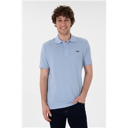 Erkek Regular Fit Polo Yaka Açık Mavi Basic Tişört