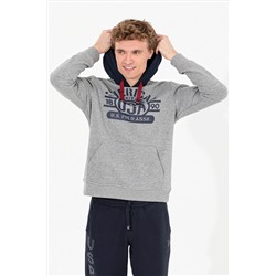 Erkek Gri Melanj Kapüşonlu Sweatshirt