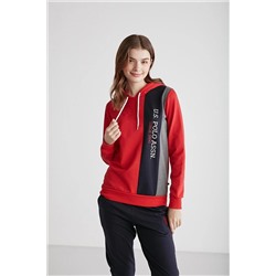 U.S. Polo Assn. Kadın %100 Kırmızı & Lacivert Pamuklu Dar Paça Kapüşonlu 2'li Pijama Takımı 26940