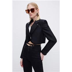 Chaqueta de lana y seda Negro