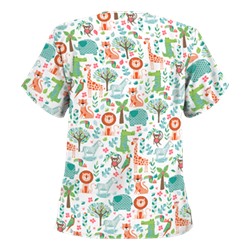 UA Day At The Zoo White Scrub Top