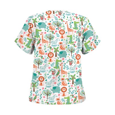 UA Day At The Zoo White Scrub Top