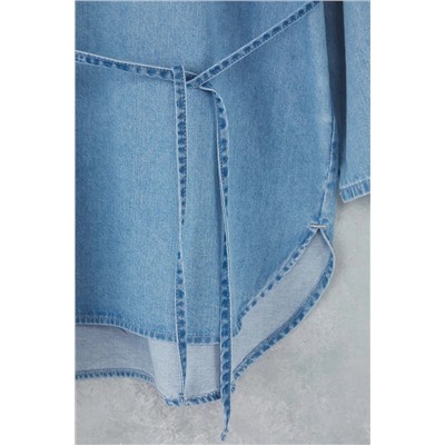 Mavi Oversize/Bol Kesim Denim Büyük Beden Gömlek TBBAW26AX00003