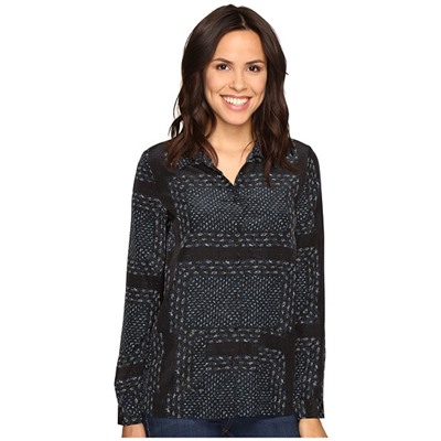 Long Sleeve Button Front Bandana Print Pajama Top