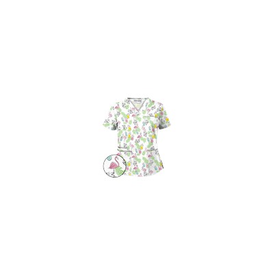 UA Stand Tall White V-Neck Print Scrub Top