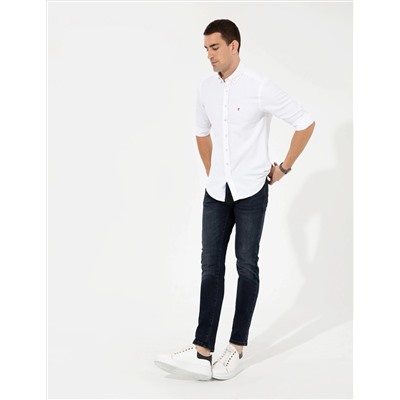 Bej Slim Fit Uzun Kollu Gömlek