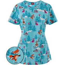 Dickies EDS Scrubs Wondrous Wonderland Print Top