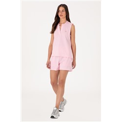 Kadın Açık Pembe Kolsuz V Yaka Tişört