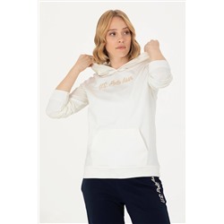 Kadın Ekru Kapüşonlu Sweatshirt