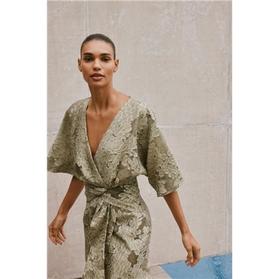 TEXTURED DRAPED DRESS
