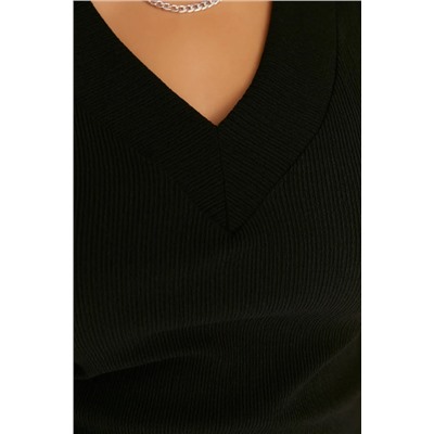 Siyah Düz Kesim Örme Elbise TBBSS22EL2365