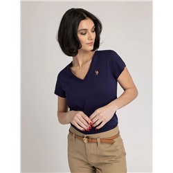 SCALLOP TRIM V-NECK T-SHIRT