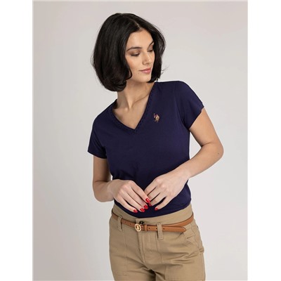 SCALLOP TRIM V-NECK T-SHIRT
