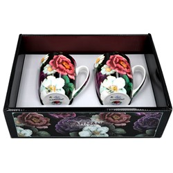 Кружка, 380 мл, 2 шт, фарфор F, черно-розовая, Розы, Floral story, 62367