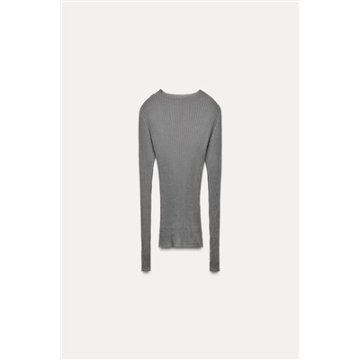 T-SHIRT WITH RIBBED DETAIL