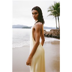 SATIN HALTER MIDI DRESS