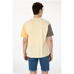 Erkek Comfort Fit Bisiklet Yaka Açık Haki Tişört
