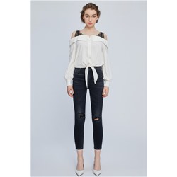 Vaquero skinny fit 7/8 Negro
