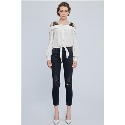 Vaquero skinny fit 7/8 Negro