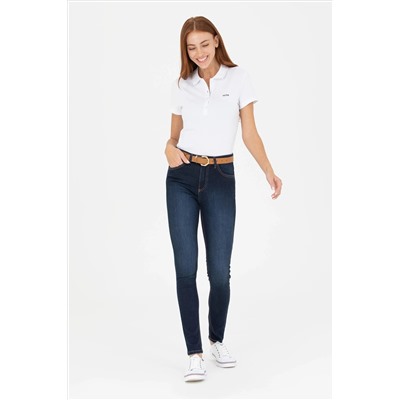 Kadın Beyaz Basic Polo Yaka Tişört