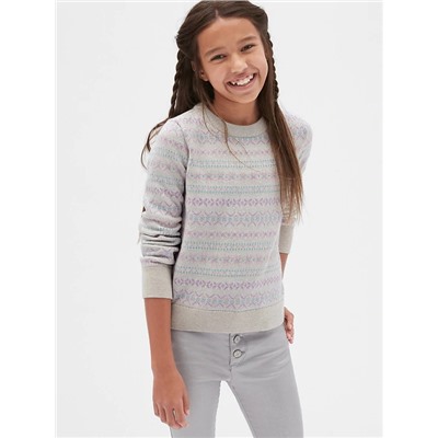 Kids Metallic Fair Isle Sweater
