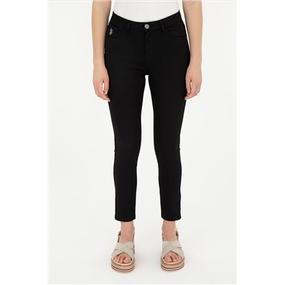 Kadın Siyah Toothpick Fit Kanvas Pantolon