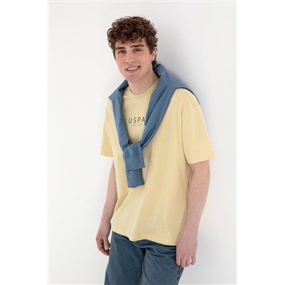Erkek Oversize Fit Bisiklet Yaka Açık Haki Tişört