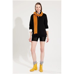 Avva Siyah Unisex Sweatshirt Dik Yaka Fermuarlı Içi Polarlı 3 Iplik Standart Fit Normal Kesim E001020