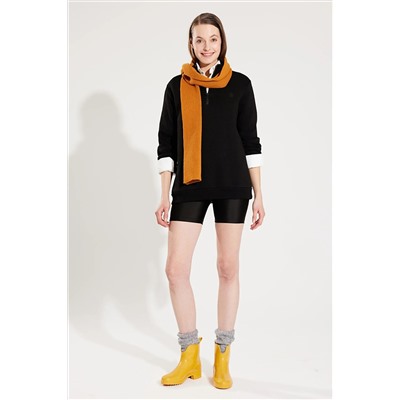 Avva Siyah Unisex Sweatshirt Dik Yaka Fermuarlı Içi Polarlı 3 Iplik Standart Fit Normal Kesim E001020