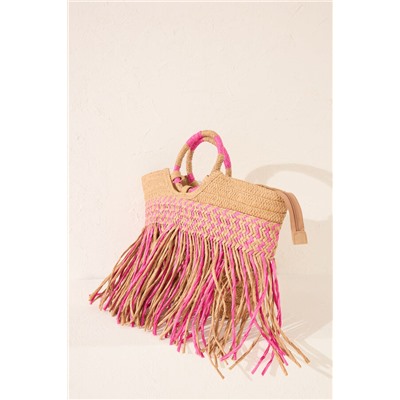 Bolso capazo rosa rafia